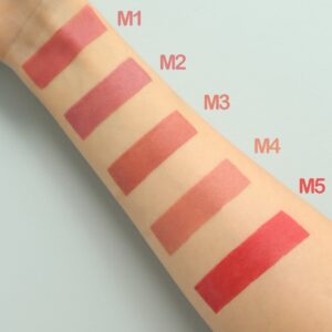 رژ لب جامد نیکس ژل - محصول آرایشی - عکس تست رنگ m1 تا m5