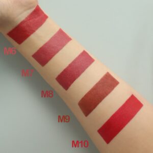 رژ لب جامد نیکس ژل - محصول آرایشی - عکس تست m5 تا m10